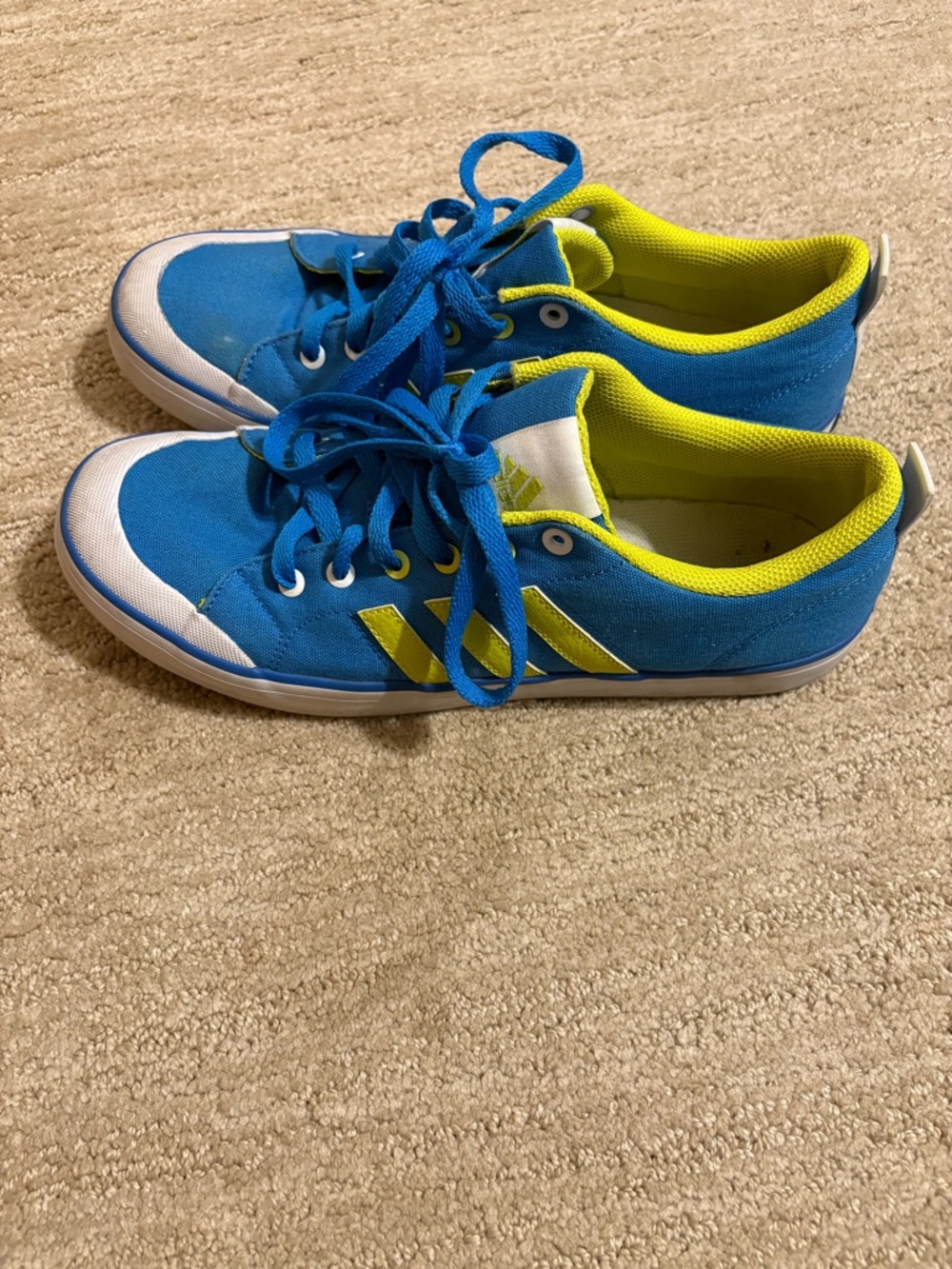 adidas Blue and Neon Green Low-Top Sneakers